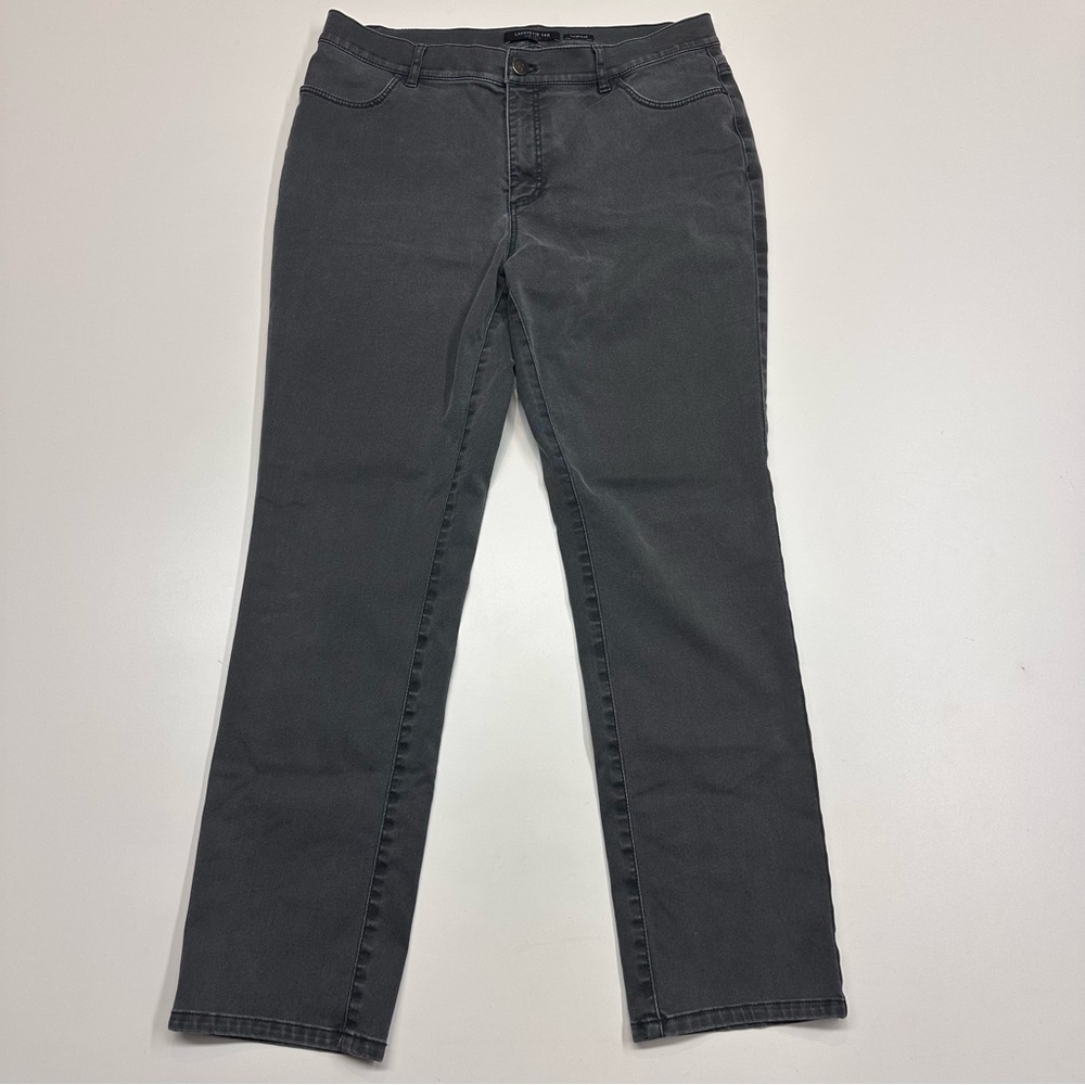 Lafayette 148 New York Dark Gray Classic Straight Leg Thompson Jean Pant Size 10 - Picture 2 of 9